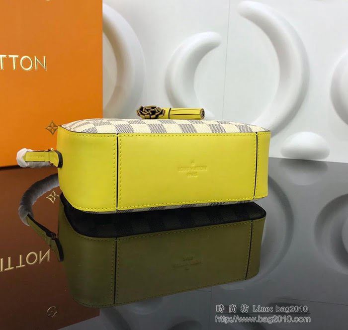 路易威登LV女包 頂級原單 N40154 N40155 Saintonge手袋 Damier Azur帆布 彩色皮革飾邊 可手提 可肩背 斜挎   ydh2695